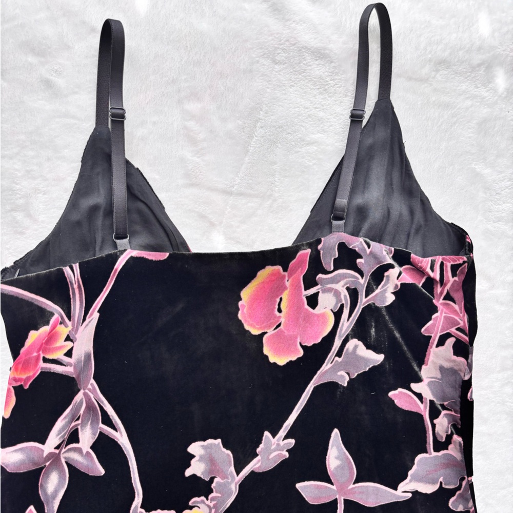RACHEL ZOE Spaghetti Strap Black Floral Burnout Velvet Midi Slip Dress--NWT--8 - Picture 10 of 14